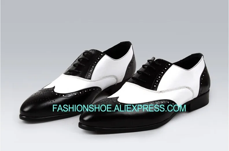 

mens black white leather oxfords shoes in two colors elegant men wingtip dress shoes grooms wedding shoes fashion business shoes
