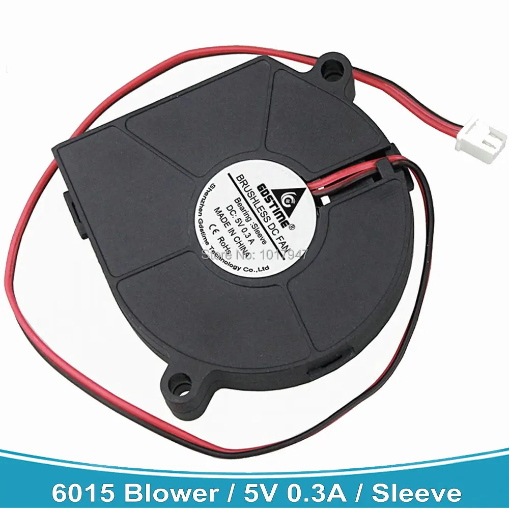 

5 шт./партия, охлаждающий вентилятор для компьютера, центробежный вентилятор постоянного тока, 2 контакта, 5 В, 6015 S, 60x60x15 мм, 60 мм