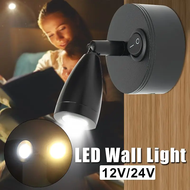 

12/24V Warm/White LED Bedside Reading Light Lamp Adjustable With Switch for Yacht Motorhome Energy Saving Swivel-Joint Durable