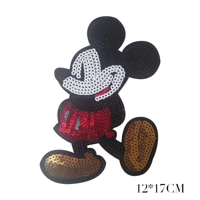 

PGY 1PCS Cartoon Patches Sequins Mickey Mouse Movie Stars Patch Iron On Patches For Clothing Child clothes Diy Ironing Stickers