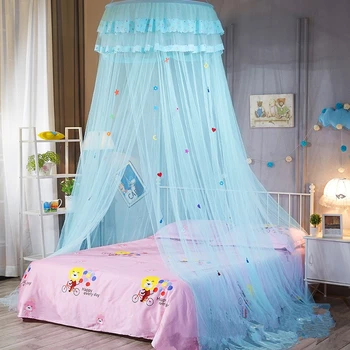 

New Children Elegant Tulle Bed Dome Bed Netting Canopy Circular Pink Round Dome Bedding Mosquito Net for Twin Queen King Bed39