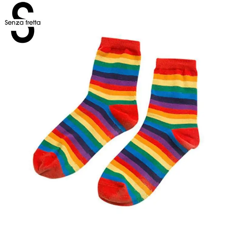 

Fashion Cotton Socks Sweet Ice Cream Rainbow Color Socks For Women Girls Spring Summer Autumn Cotton Fine Socks NYY5940