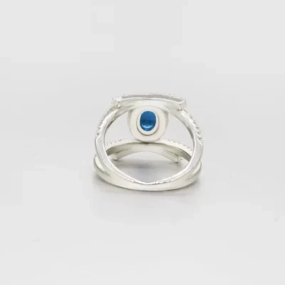 Винтажное кольцо с крестом, кольцо на палец с голубым камнем для женщин и мужчин, 925 серебряное свадебное ювелирное изделие, подарок подружки невесты, сапфировое кольцо