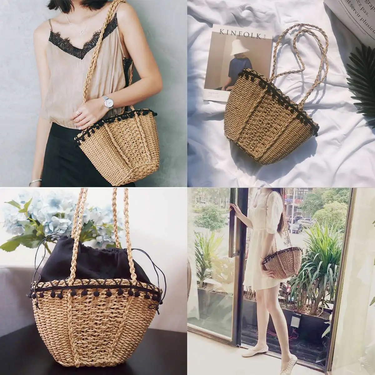 2019 Women Vintage Beach Straw Bag Ladies Handmade Woven Rattan Messenger Handbag Summer Bali Bohemian Crossbody Shoulder Bag 2019 Women Vintage Beach Straw Bag Ladies Handmade Woven Rattan Messenger Handbag Summer Bali Bohemian Crossbody Shoulder Bag