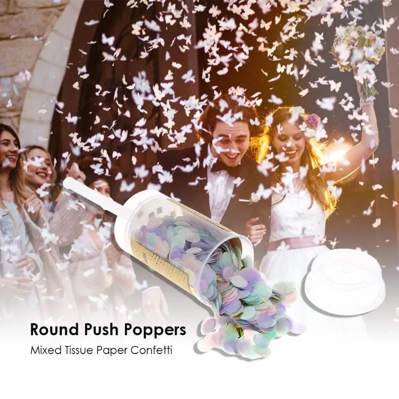 

1PC Hand Push Poppers Mixed Tissue Paper Confetti for Wedding Baby Shower Supplies DIY Party Decorations