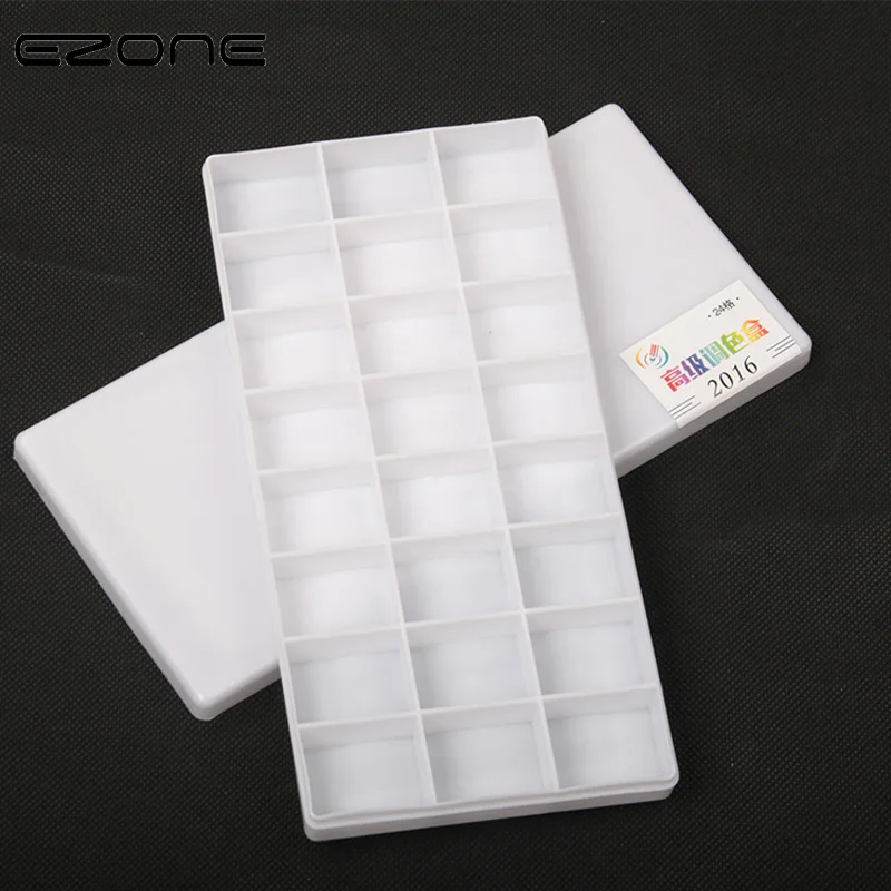 Koop EZONE 24 Grids Kleurenpalet Voor Aquarel Gouache Acryl Schilderen Plastic Paletten Verf en Covers Kid Art School Supply