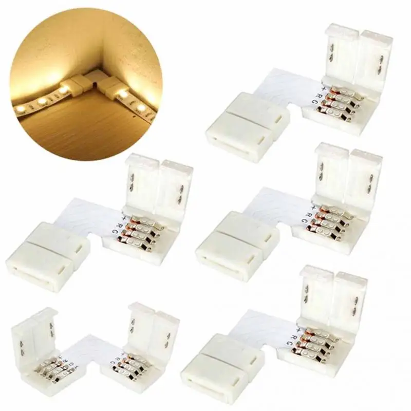 

5pcs 5050 10mm L Shape Connector RGB LED Strip 90 Degree Corner Connectors 4-Pin
