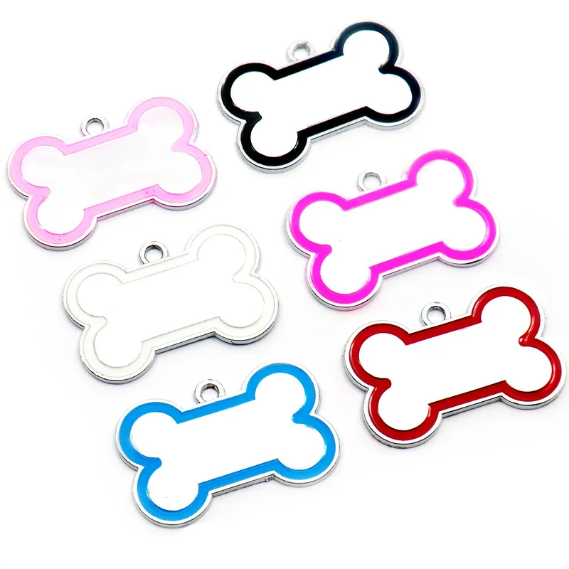 

Wholesale 100Pcs Cute Engraved ID Dog Tag Stainless Steel Bone DIY Dog id Tags For Dog Cat Personalized Collars Pet Accessories