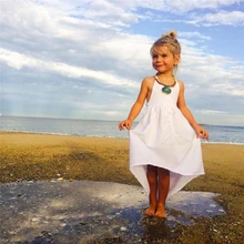 Летнее платье для маленьких девочек ясельного возраста, белое платье-сарафан с неровной повязкой на спине для маленьких девочек