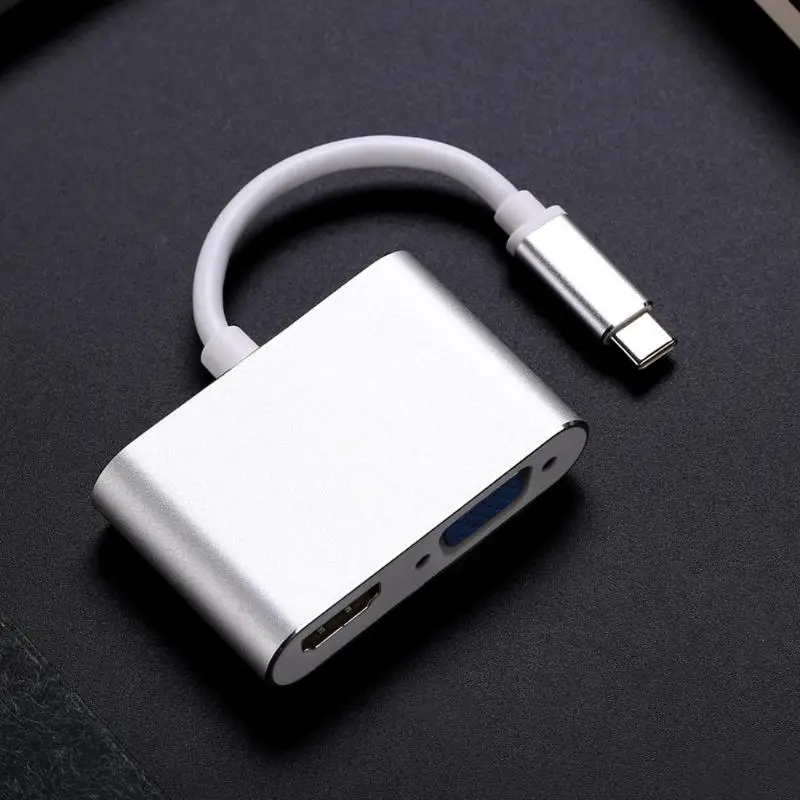 USB Type C to HDMI VGA Adapter Male to Female Type-C Converter Audio Video Cable for Macbook pro ChromeBook USB-C phone Tablet USB Type C to HDMI VGA Adapter Male to Female Type-C Converter Audio Video Cable for Macbook pro ChromeBook USB-C phone Tablet