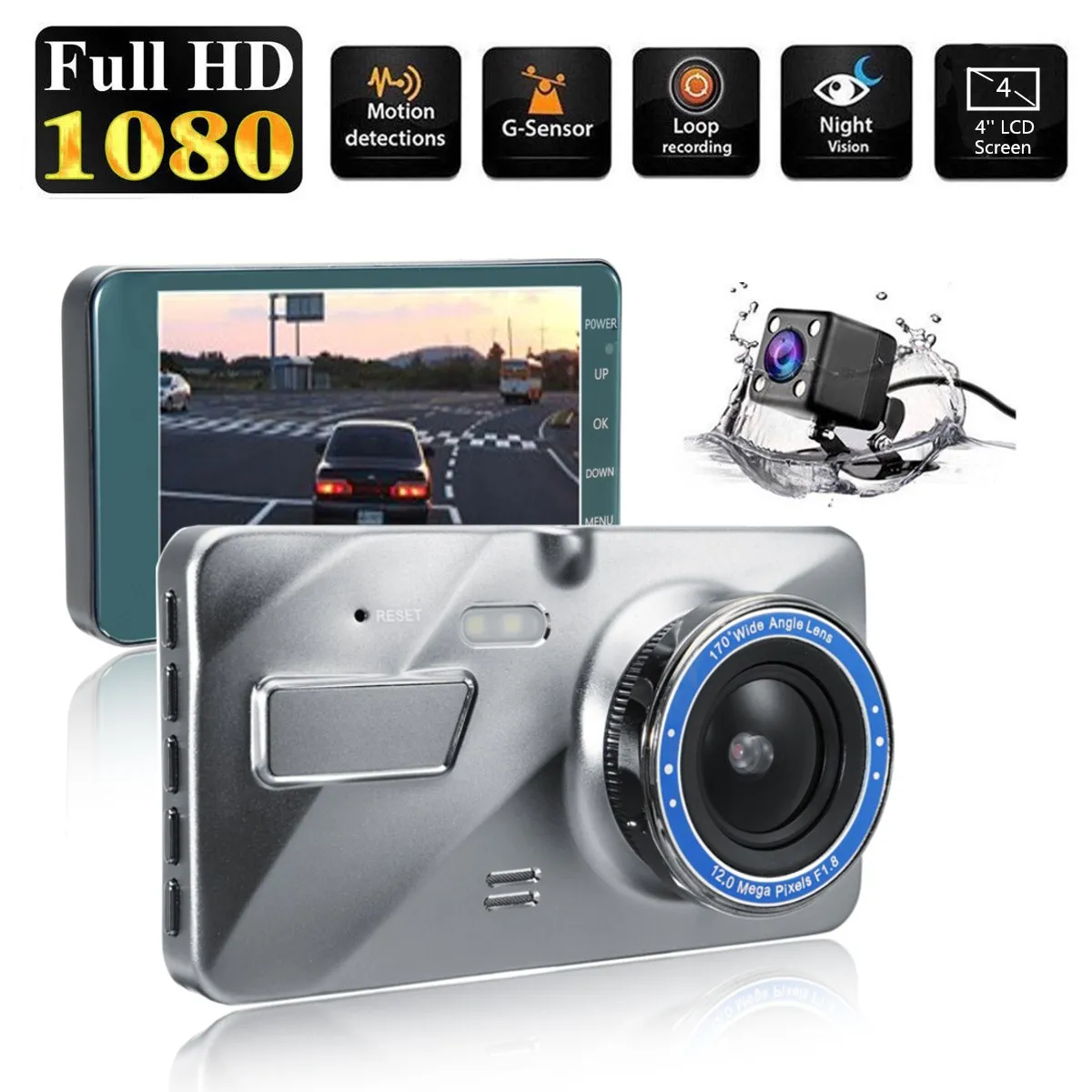 

WIFI 4 inch IPS HD Dual Lens Car Dash Cam 1080P 170 Degree Wide Angle LED Light High Dynamic Range Driving Recorder Night Vision