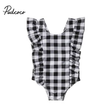 Детский купальник от 0 до 24 месяцев, костюм для серфинга, купальный костюм, ползунки в клеточку для маленьких девочек