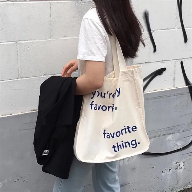 Us 21 99 Casual Uni Tote Bag English Letters Printed Handbags Foldable Grocery Shoulder 2018 Fashion Large Bags Hasp For Las On