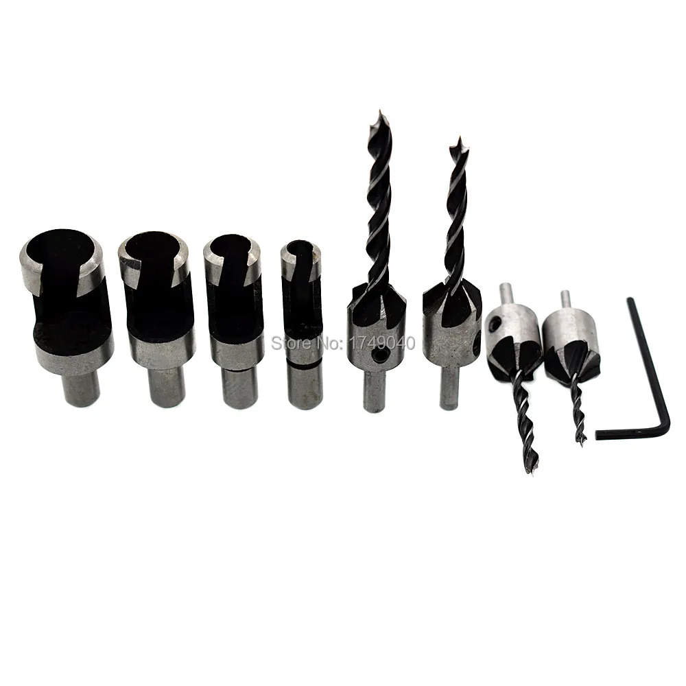 8pcs Woodworker Drill Bit Wood Plug Cutter Set Tenon Dowel Cutting Tool