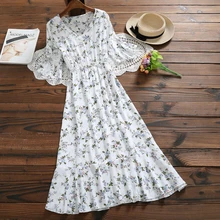Mori Girl Summer Women Cotton Linen Long Dress Round Neck Floral Print Vestidos De Festa Short Sleeve Elegant Comfortable Dress Mori Girl Summer Women Cotton Linen Long Dress Round Neck Floral Print Vestidos De Festa Short Sleeve Elegant Comfortable Dress