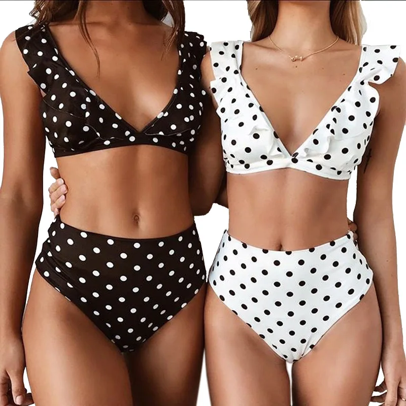 

Youthreadyv Dot Ruffle Two Piece Swimsuit Female Separate Mini Thong Bikinis Sets 2019 Swimwear Bathing Suit Women Micro Biquini