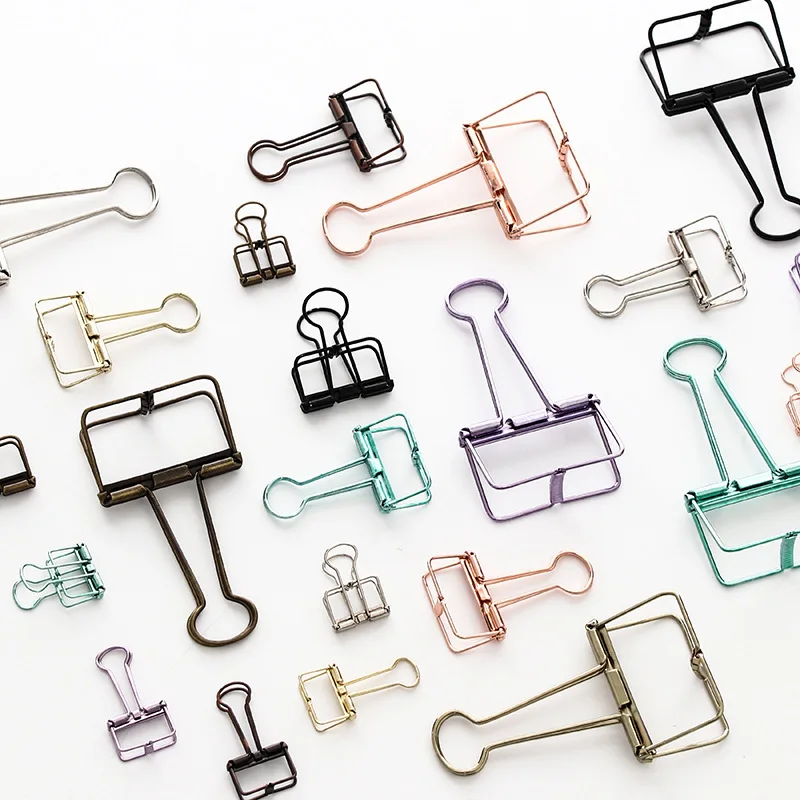 

3PCS all size one Originality Electroplate Hollow Out Colour Coattail Nagao Clip Ticket Folder School Supplies Cute Stationary