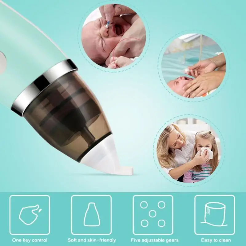 Baby Nasal Aspirator Electric Hygienic Nose Cleaner Safe Oral Snot Sucker Soft Ergonomic Anti-reflux Babies Oral Snot Sucker