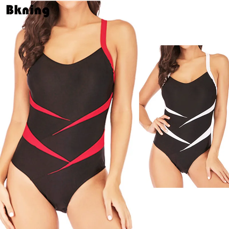 

Bkning 5XL Plus Size Bathing Suit One Piece Designer Swimsuit Female Large Sizes Fused Badpak Monokini Strappy Patchwork 4XL 3XL