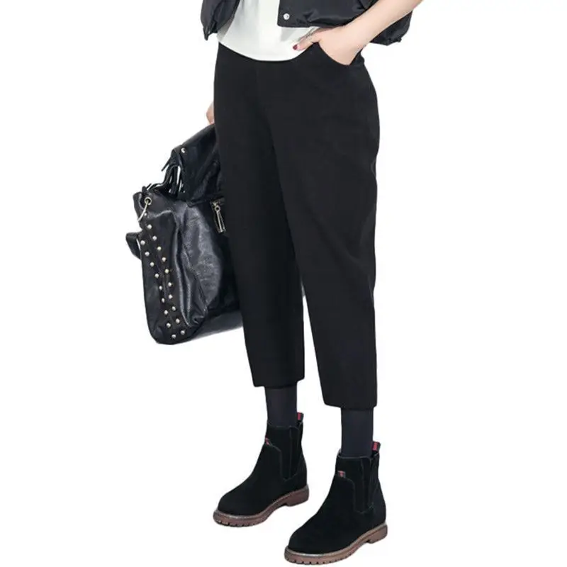 Осень-зима Kleding Pantalones Mujer Joggers Pantalon Femme Cargo женские свободные шерстяные Широкие