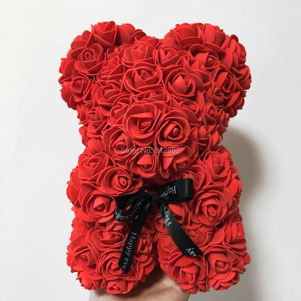 

2019 Valentines Gift 24 Colors 25cm tall PE Rose Bear Wedding Gift Girlfriend Gift Anniversary Gift (free Customize Ribbon Tie)