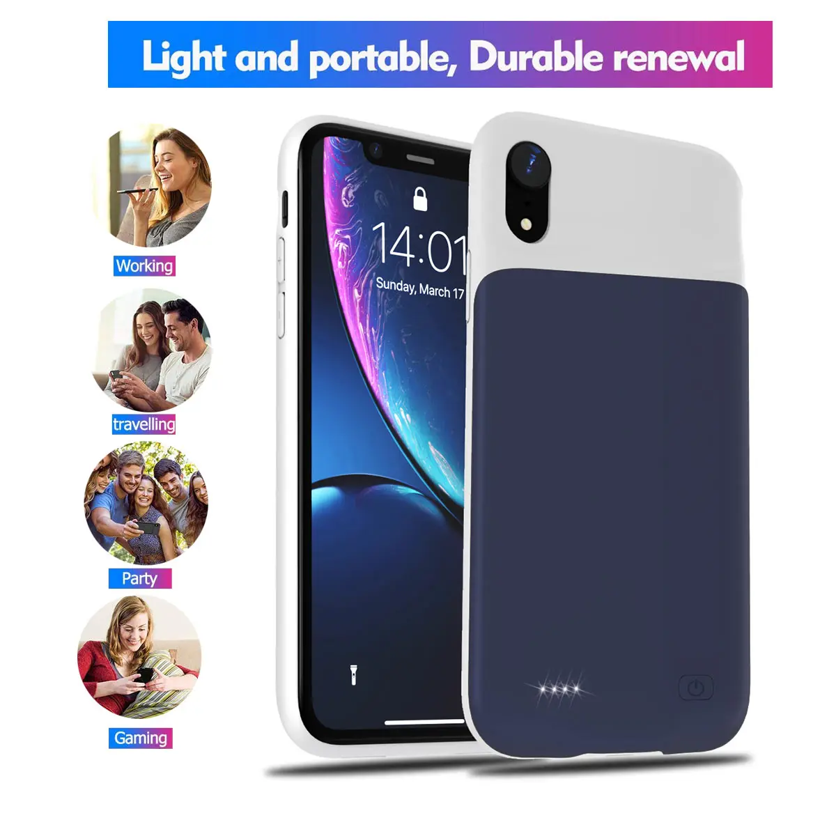 

For iPhone X Xs XR Battery Charger Case 4000mAh Slim Backup PowerBank Charging Cover for iPhone XS Max 5200mAh Case with Audio