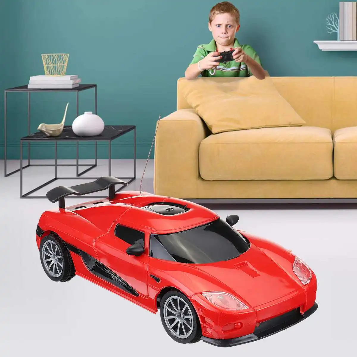 

Two-channel Remote Control Car RC Cars with LED Lights Charging Wireless Children's Electric Car For Boys Kids Gift