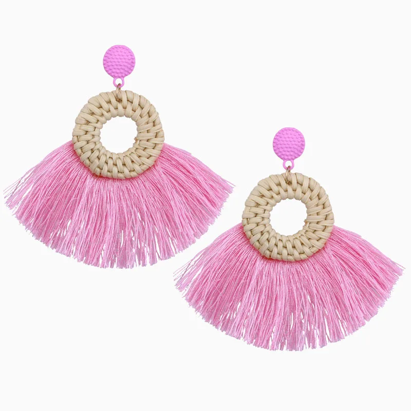 

Bohemian statement gothic Big tassel earrings for Women 2019 Jewelry Ethnic boho vintage Silk Hanging Fringe Handmade