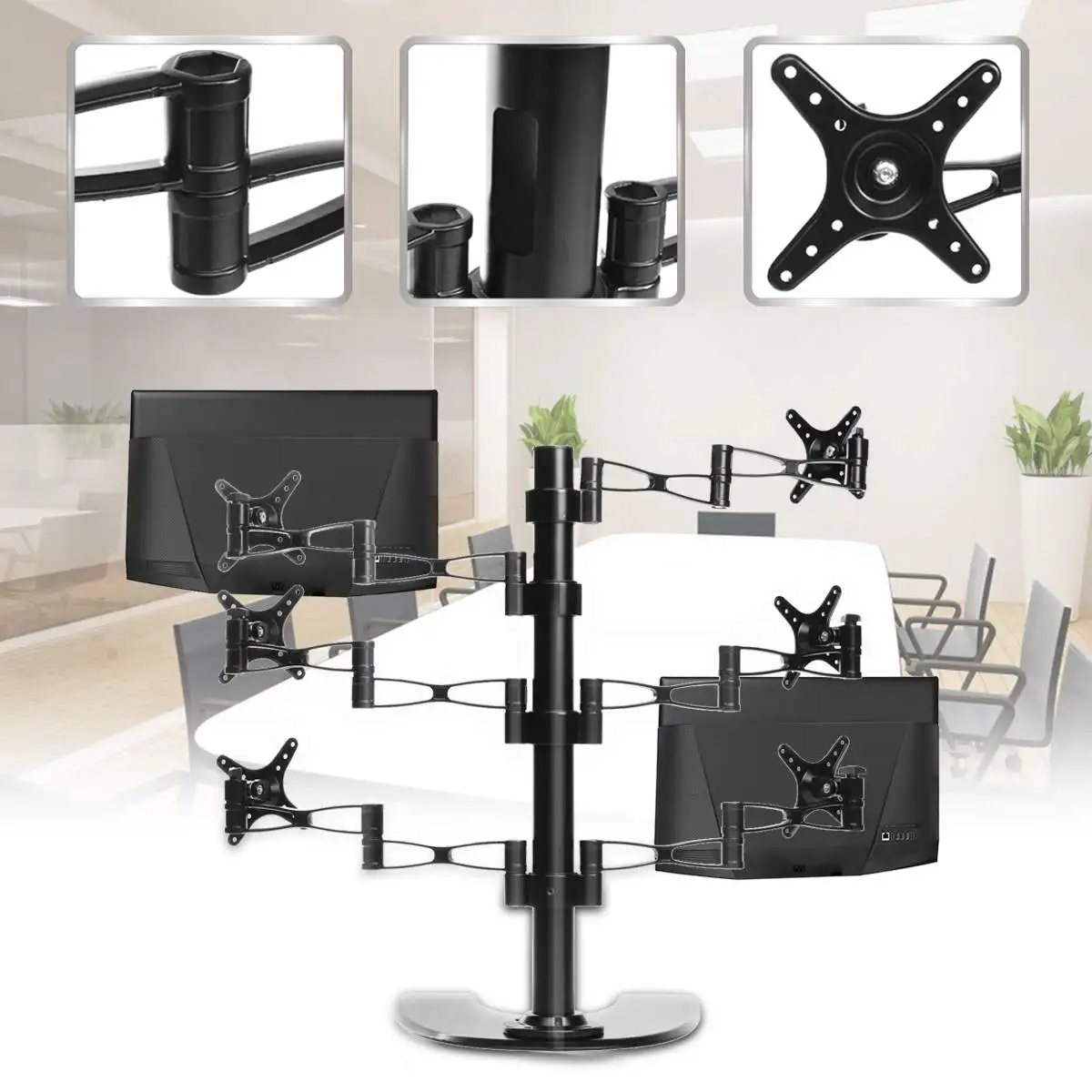 

10-27 Inch Rotating 6 Screen LCD TV Mount Flexible Monitor Holder Desktop Clamping Mount Bracket Adjustable Pull Out Arm Bracket