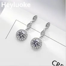 HEYLUOKE модные 925 пробы серебряные серьги-гвоздики с длинной кисточкой и прозрачным кубическим цирконием для женщин ювелирные изделия
