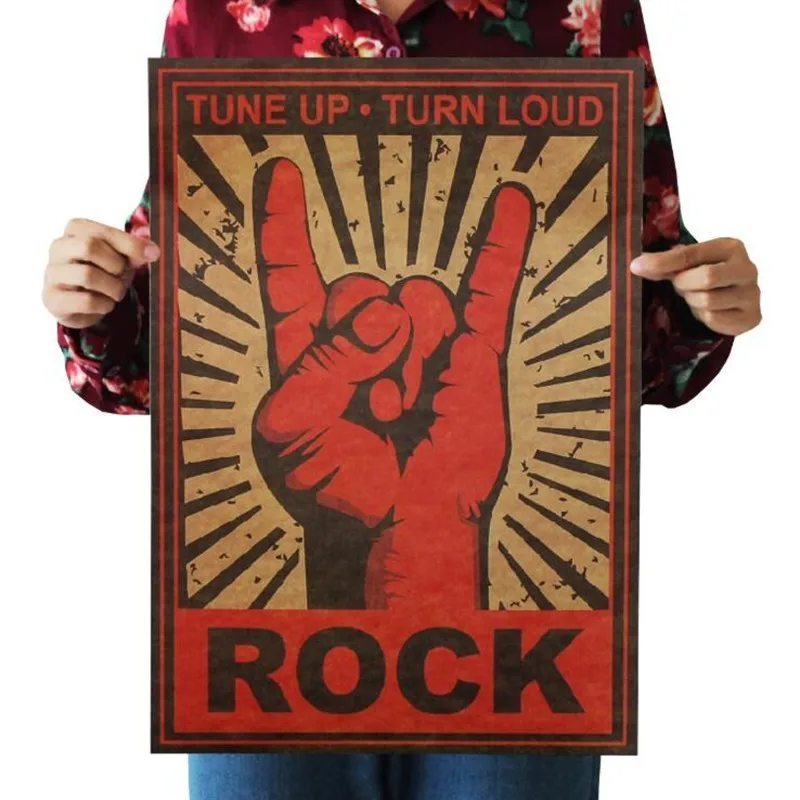 ВИНТАЖНЫЙ ПЛАКАТ с надписью продолжать To Rock жестами наклейки для украшения