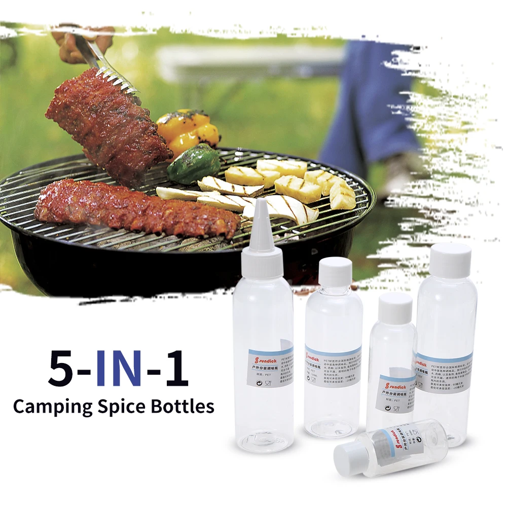 5 IN 1 Camping Cruet Set Outdoor Camping Hiking Traveling Picnic BBQ
