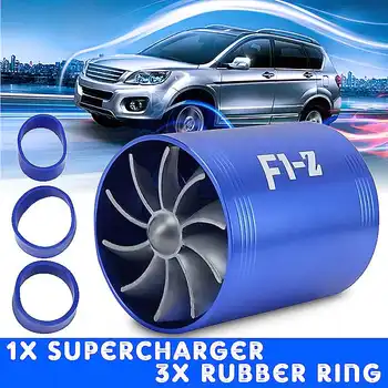 

75mmX64mm Universal Car Air Filter Intake Fan Double Propellers Fuel Gas Saver Supercharger For Turbine Turbo Charger