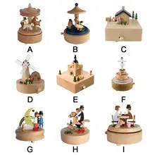 Каваи Zakka карусель музыкальные коробки деревянная музыкальная шкатулка деревянные поделки Ретро подарок на день рождения X-mas винтажные аксессуары для украшения дома