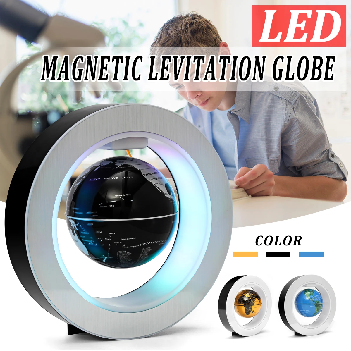 

LED World Map Novelty Magnetic Levitation Floating Globe Geography Tellurion With LED Light Home Decoration Office Ornament