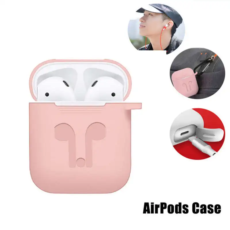 For Apple Airpods Accessories Silicone Cover Case+Anti Lost Strap+Ear Cover Hook 5 In 1
