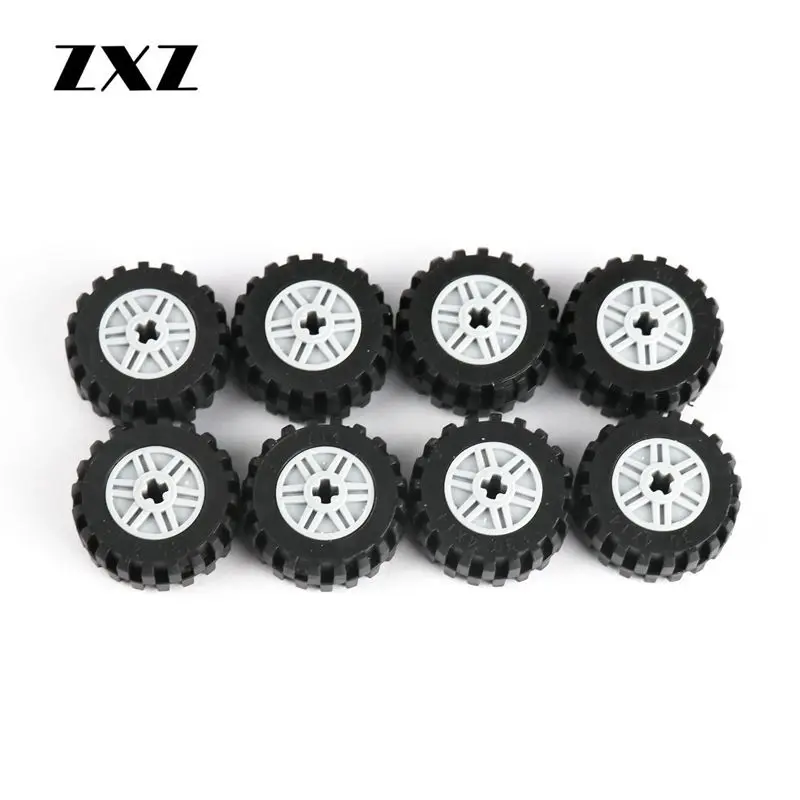 

ZXZ 4PCS/8PCS MOC Technic Parts 30.4X14MM Rim Wheels 55982 Tires 92402 Models Building Block Technics Sets for Kids Boys Toy