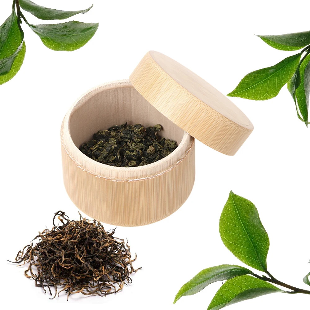 

Teaware Wooden Matcha Container Organizer Portable Handmade Natural Tea Jar Storage Holder Mini Tea Caddies Round Bamboo Tea Box
