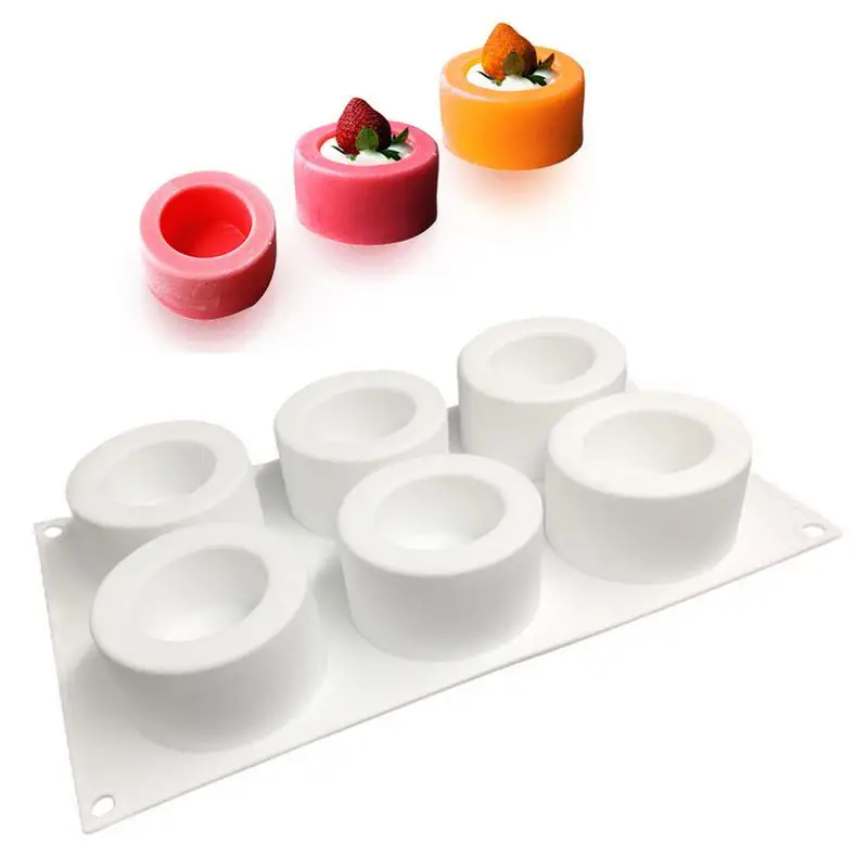 6 Compartments Silicone Pudding Cup Cake Mold French Dessert Mousse