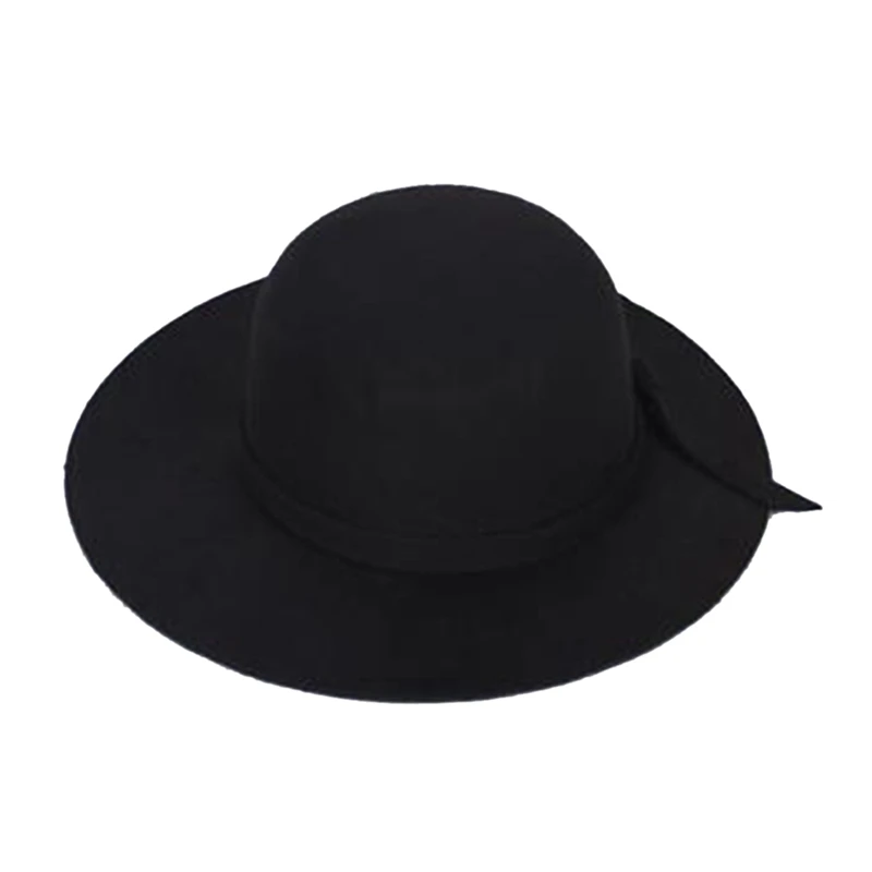 

Stylish Kids Girls Wide Brim Retro Felt Bowler Floppy Cap Cloche Hat