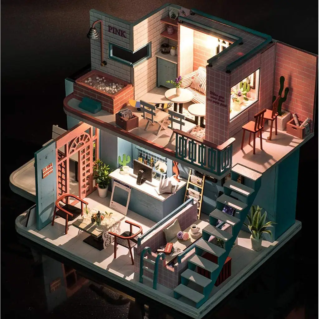 1/24 Miniature Dollhouse Kit DIY Handcraft House Model with LED Lights Educational Toys Birthday Gift for Children Kids Adult 1/24 Miniature Dollhouse Kit DIY Handcraft House Model with LED Lights Educational Toys Birthday Gift for Children Kids Adult