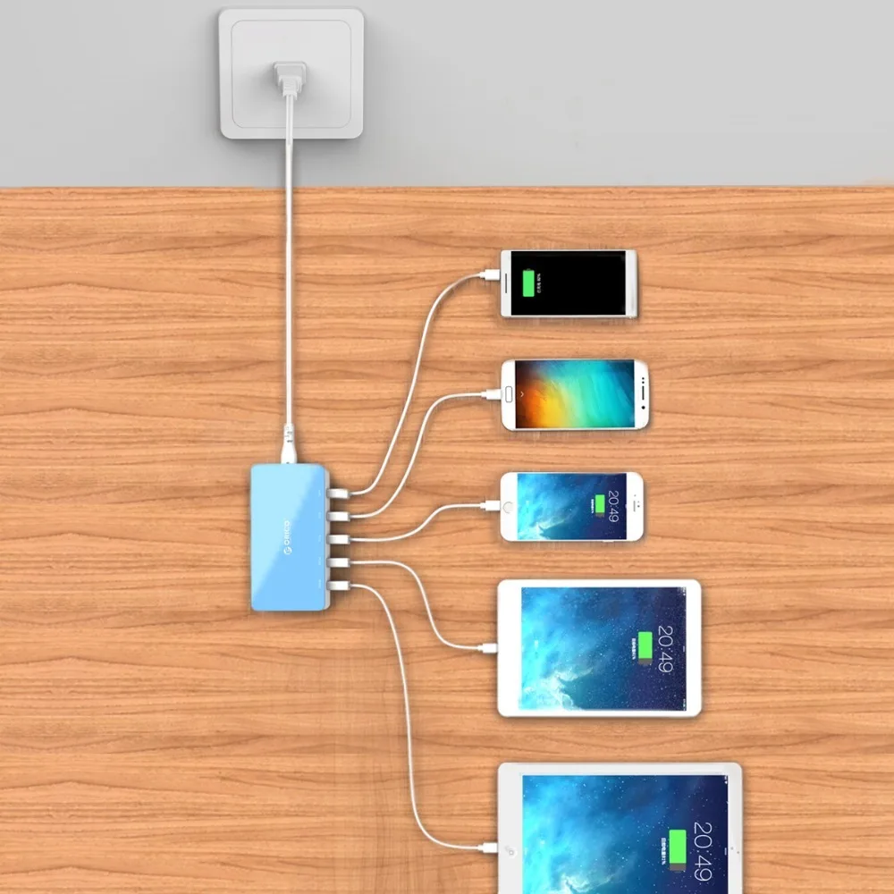 ORICO 5 Port Desktop Charger Mobile Phone Travel Charger USB Fast Smart Charger For Smartphone Samsung iPhone Tablet