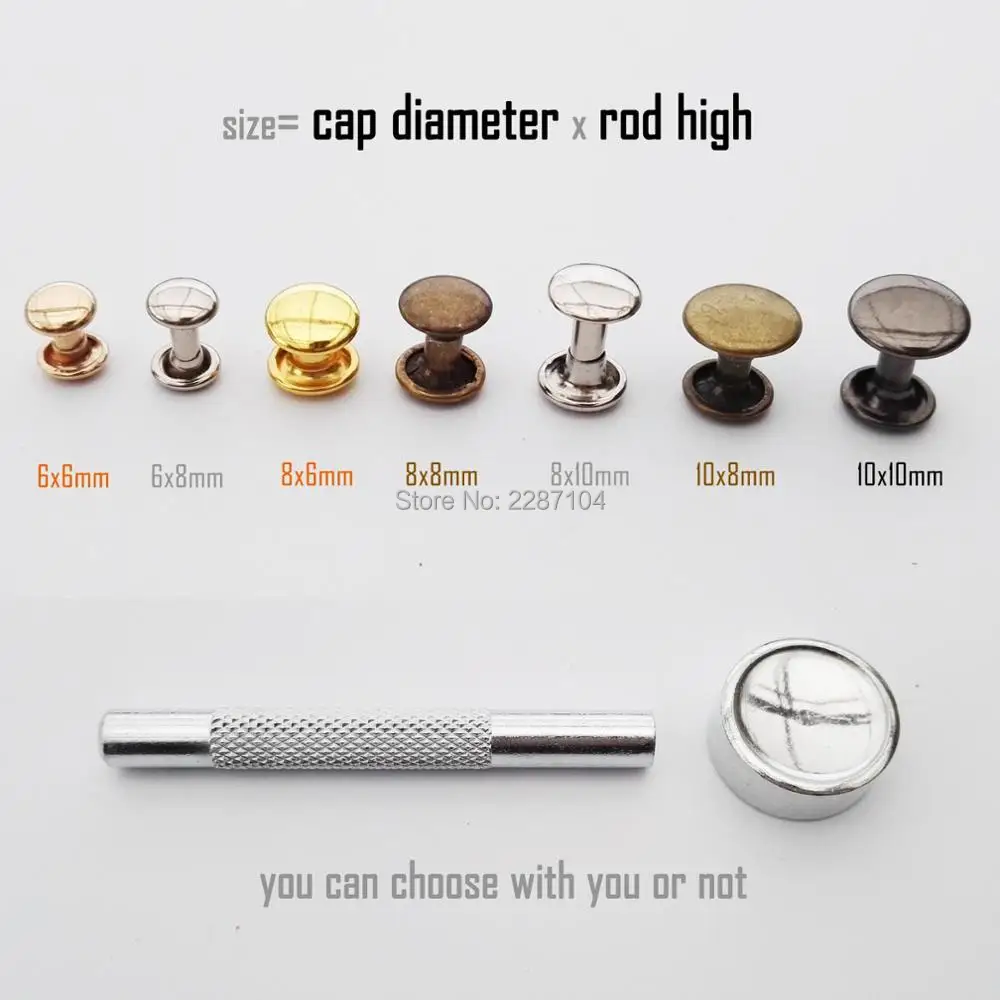 

50sets Metal Double Cap Round Rapid Rivet Spike Stud Leather Belt Wallet Bag Clothes Decorative DIY Repair Nail 4 color 8 size