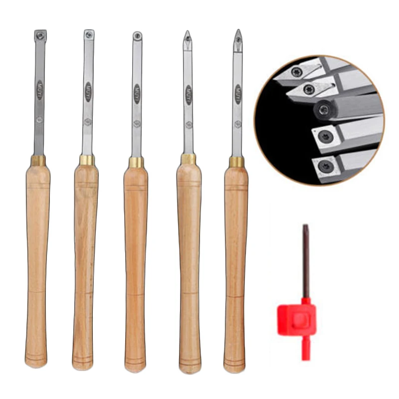 

Lathe Wood Turning Tool Carbide Insert Cutter Round/Square/Chamfering Shank