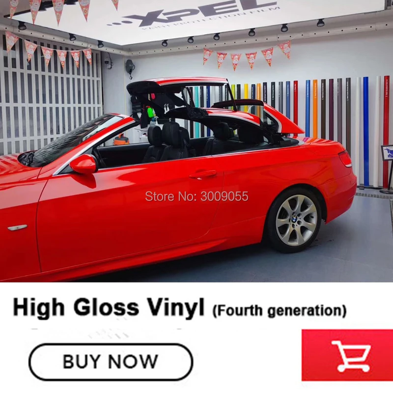

Red Glossy Vinyl Wrap Car Sticker With Air Bubble Free Red Gloss Film Vehicle Wrapping Foil best white Self adhesive