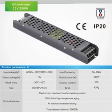 AC 100V-250V to DC 12V 21A DC 24V 10.5A 250w lighting transformer 3 years warranty CE Rohs EMC LVD ce emc lvd fcc biochemical experiments high concentration ozone