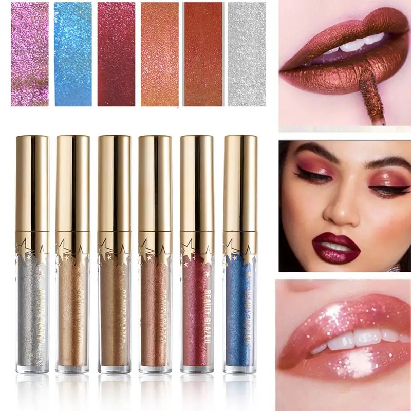 

Beauty Glazed Set Of 6/6 PCS Lip Gloss Set Glitter Lip Gloss Dual Use For Eyes And Lips Lipstick Beauty Products Lipgloss