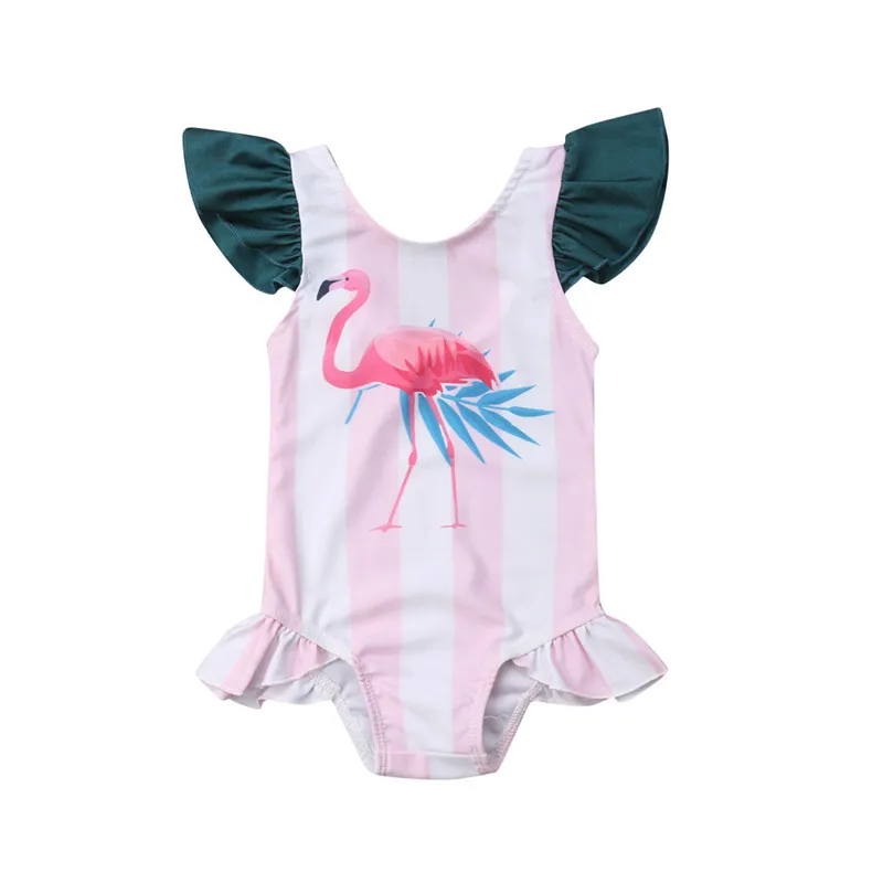 pudcoco Baby Girl Flamingo Swimwear Bodysuit Summer Swimsuit Beach wear