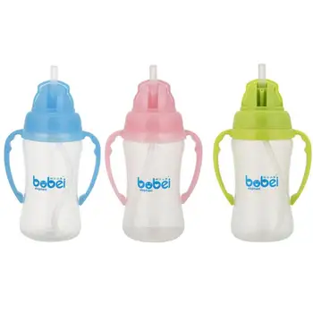 

240ml Baby Solid Feeding Cup Silicone Infant Drinking Training Bottle Multi-functional Kids Water Cups Straw Bottles With Handle