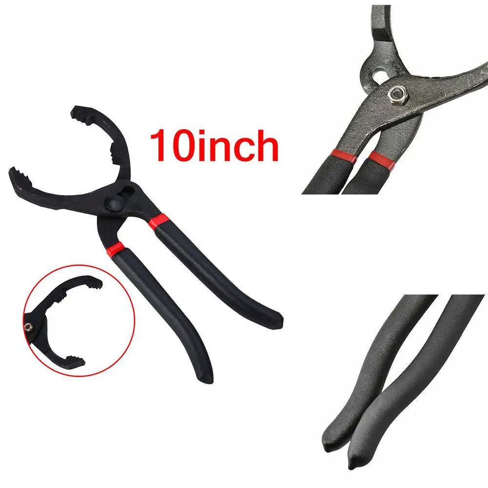 

10 Inches Black Adjustable Car Oil Filter Plier Special Wrench Hand Removal Tool